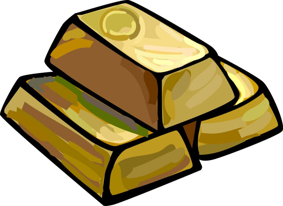 Vector Illustration Of Precious Metal Gold Bar, Gold - Cartoon Blocks Of Gold (960x700)