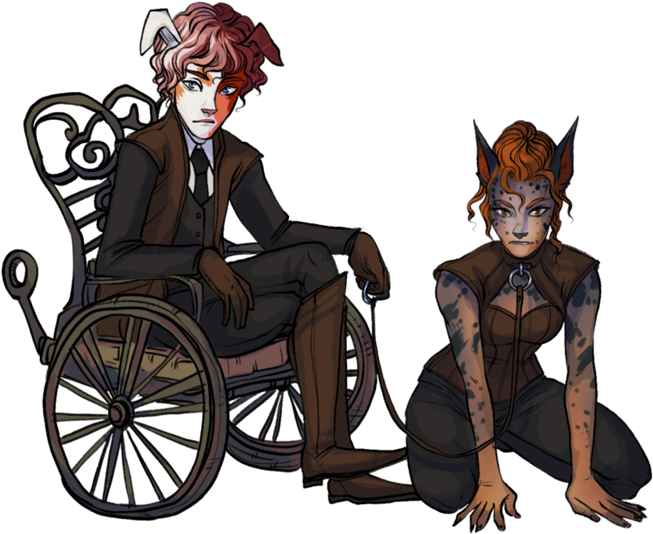 Couples Sketch W/color Evelynne And Bas Rouge By Blackbirdink - Cartoon (999x799)