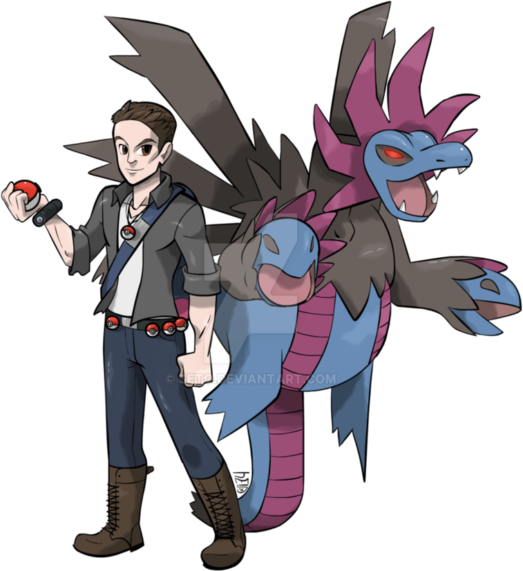 Commissioned Sketch Pkmn Trainer And Hydreigon - Hydreigon Trainer (894x894)