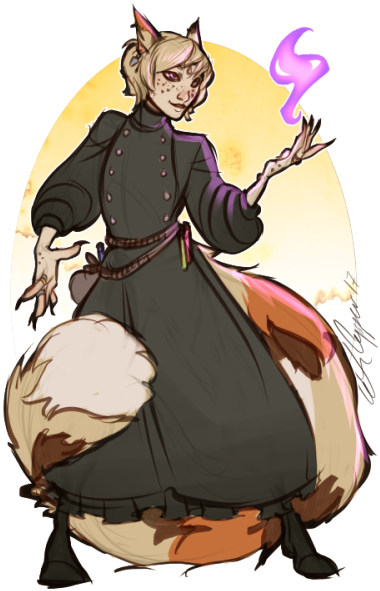 A Colored Sketch Commission For @faexiv Of Their Miqo'te, - Cartoon (500x647)