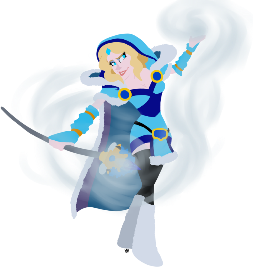 Dota 2 Crystal Maiden By Water-wing - Cristal Maiden Art Png (866x923)