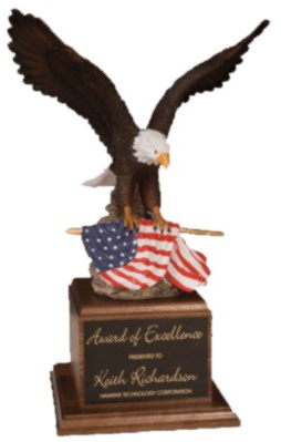 Veteran's Day Thank You Gifts - 17" Painted Eagle Award W/ Flag On Walnut Base Quantity(1) (400x400)