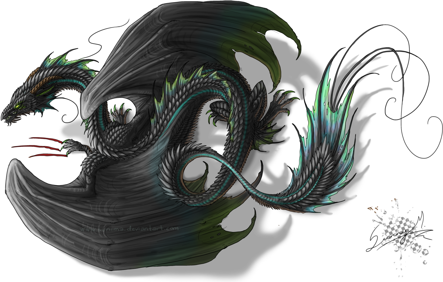 Image Gallery Western Dragon Tattoo Sketch - Gray And Black Dragon (1600x944)