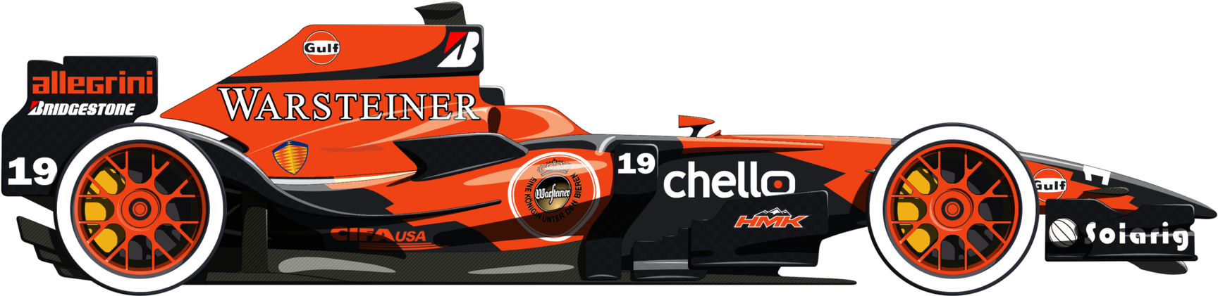 Orange Formula One Car Png Clipart - Scholl (1741x459)