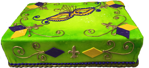 Click On Thumbnail To Zoom - Mardi Gras Sheet Cake (500x266)