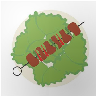 Flat Design Meat Skewer Icon Vector Illustration Poster - Vector Graphics (400x400)