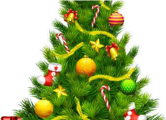 Skinny Christmas Tree Clip Art - Lit Christmas Tree Clipart (520x245)