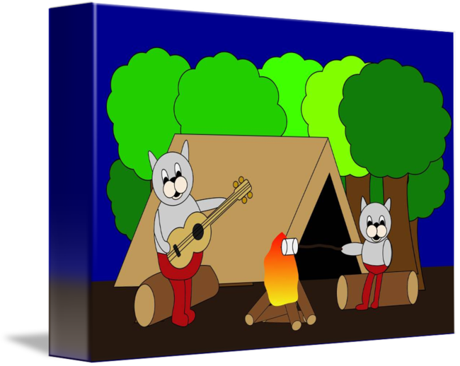 Father's Day Father And Son Cat Camping Card (650x518)