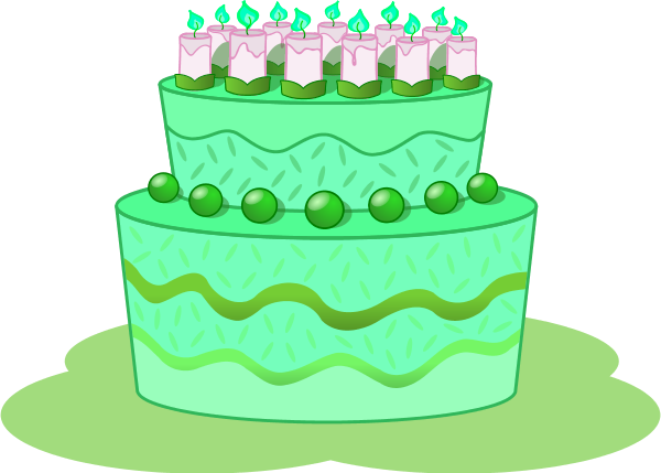 Two Floored Cake - Birthday Cake Green Clipart (600x429)