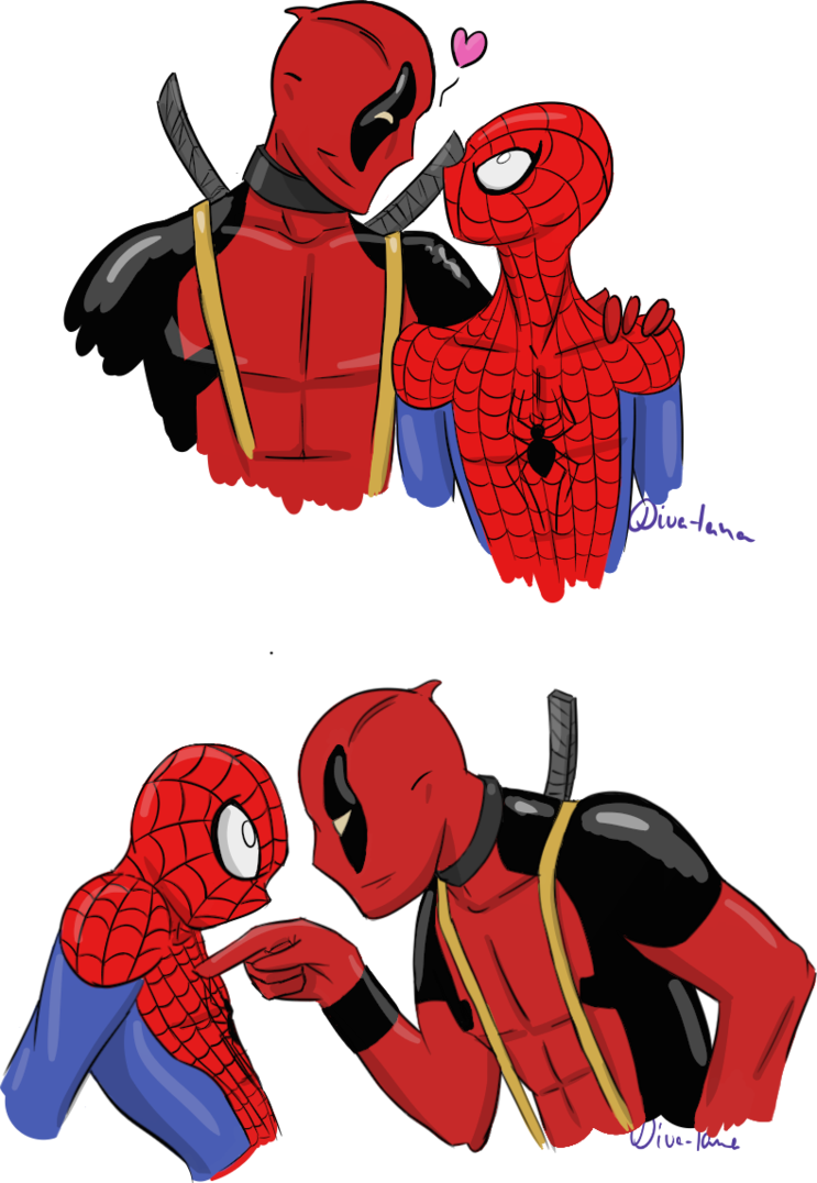 Spideypool Doodle By Diva-iana - Spideypool Transparent (743x1076)