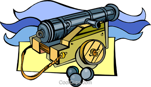 Canon, Weapon, Pirates Royalty Free Vector Clip Art - Cannon (480x277)