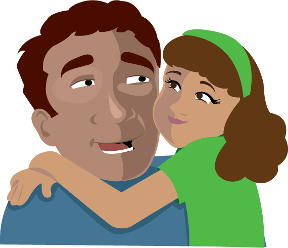 Free Clip - Father Hugging Daughter Clipart (570x490)