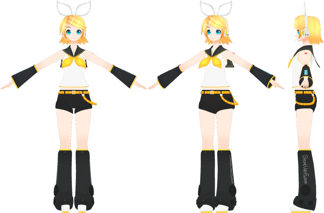 Diva Project Default Rin Finished Mesh By Okpokpx2 - Cartoon (1095x730)