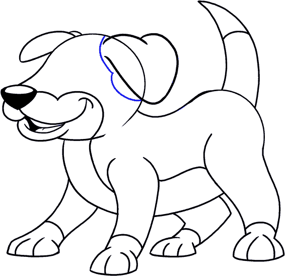 How To Draw Cartoon Dog - Cartoon Dog Drawing (678x600)