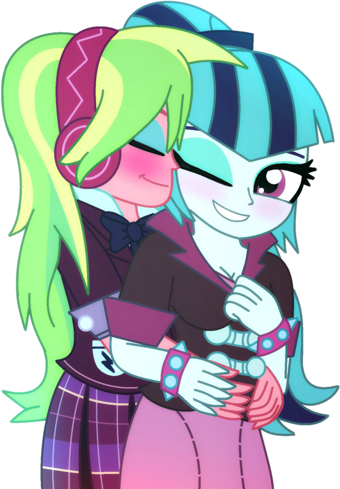 Cbear624, Blushing, Equestria Girls, Hug, Lemonata, - Sonata Dusk Lemon Zest (892x1024)