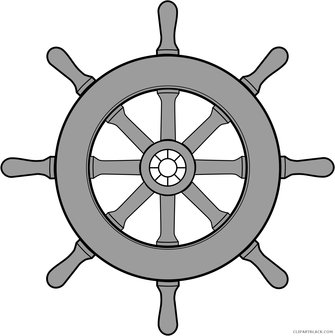 Ship Wheel Transportation Free Black White Clipart - Boat Steering Wheel Clipart (1154x1155)