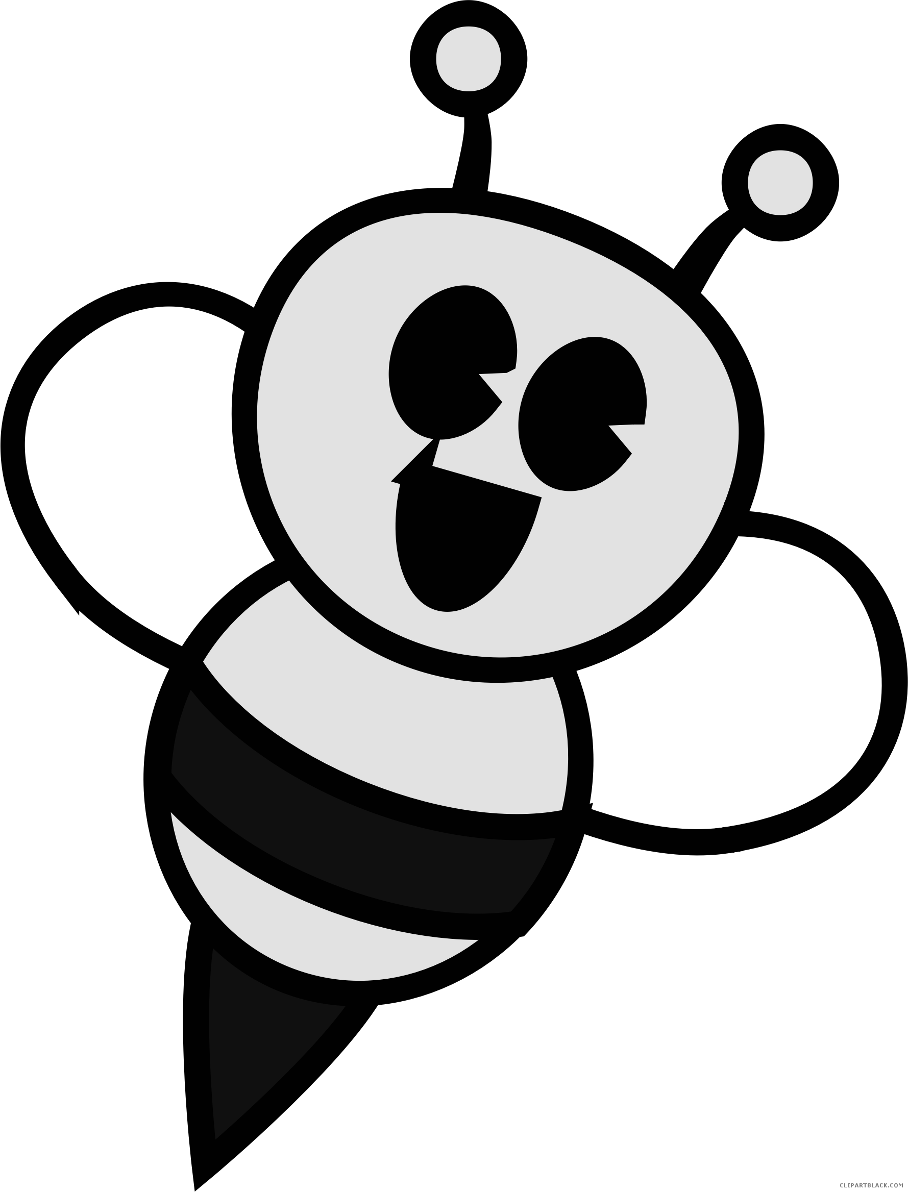 Bee Animal Free Black White Clipart Images Clipartblack - Cartoon Bee Shower Curtain (1779x2336)