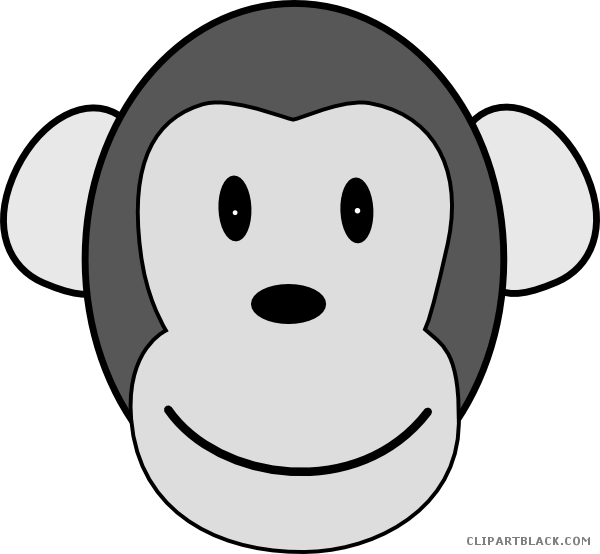 Happy Monkey Animal Free Black White Clipart Images - Monkey (600x554)