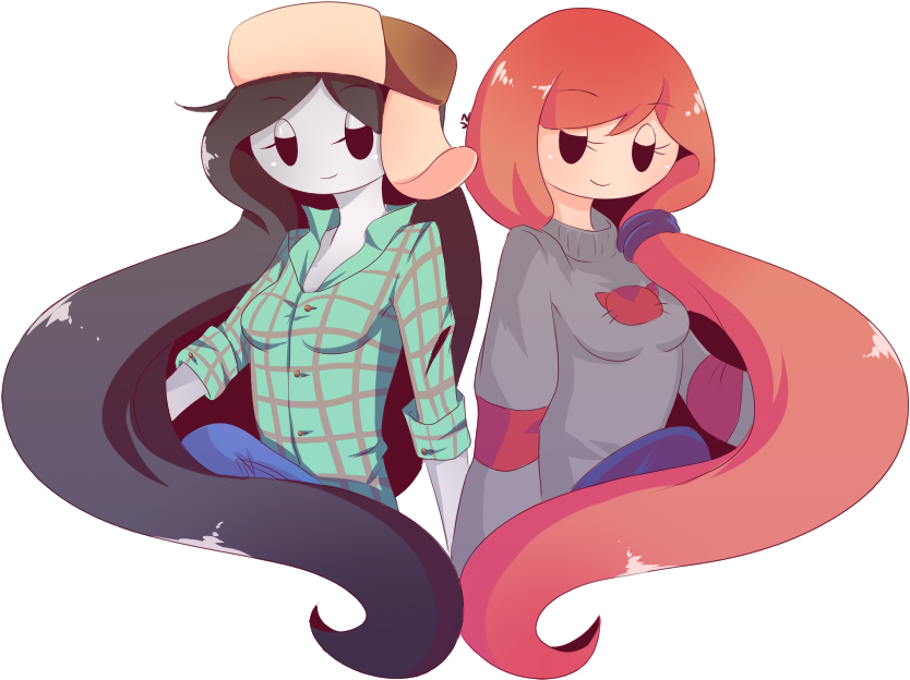 Marceline The Vampire Queen Finn The Human Pink Vertebrate - Gravity Falls And Adventure Time Art (890x700)