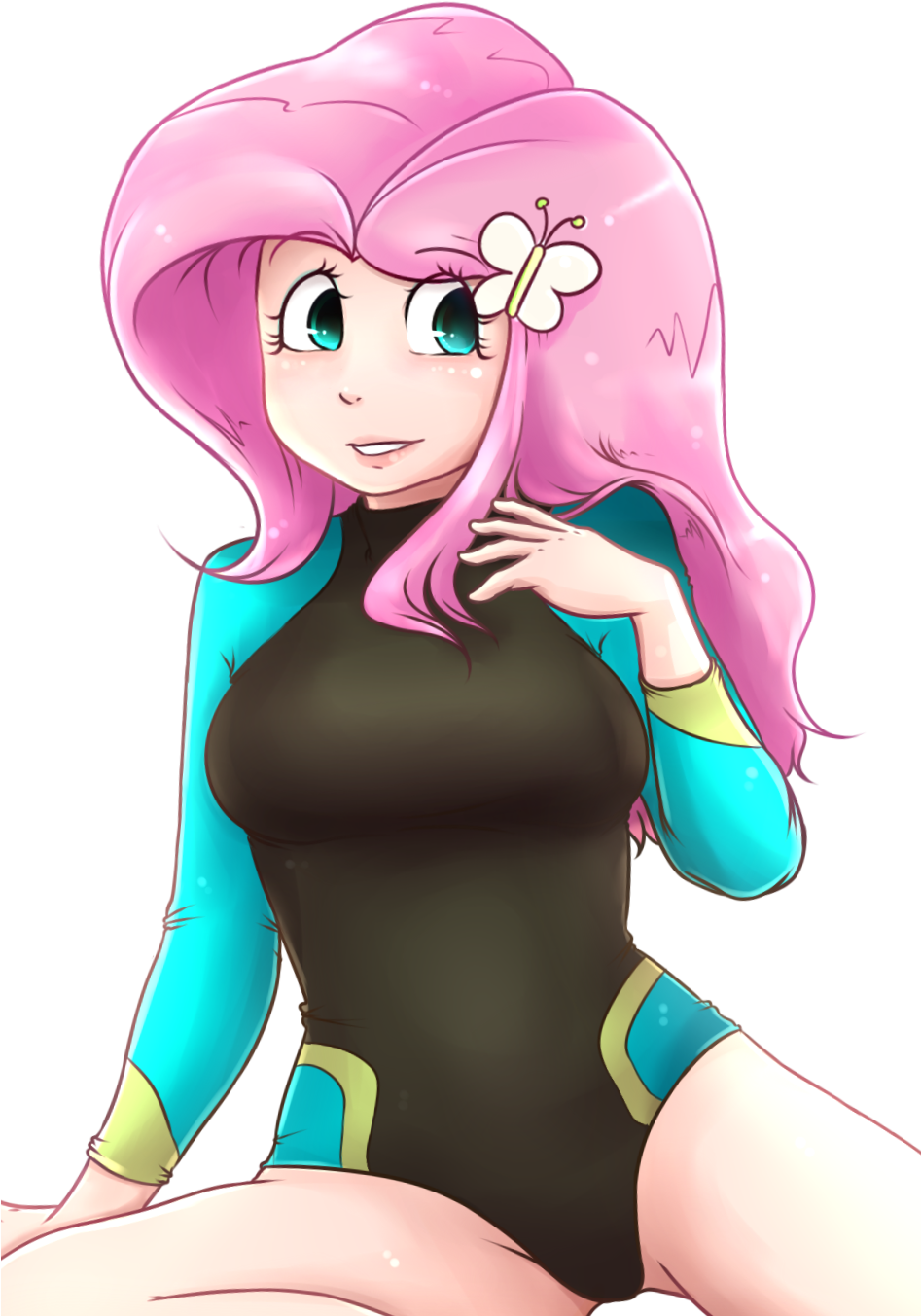 Masterohyeah, Breasts, Busty Fluttershy, Clothes, Equestria - Beach (946x1400)