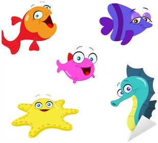 Vinilo Pixerstick Lindas Criaturas De Dibujos Animados - Cartoon Sea Animals (400x400)