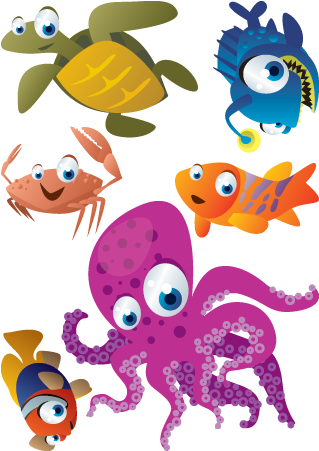 Dibujos Animados Bajo La Mar Animales A Todo Color - สัตว์ น้ำ น่า รัก (450x450)
