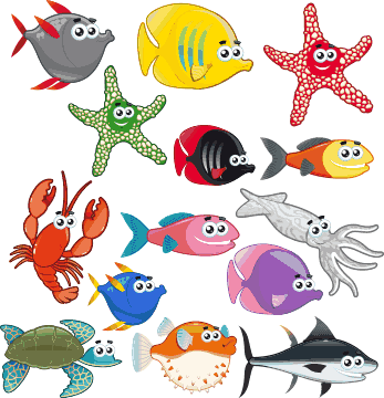 Sticker Pegatinas Fauna Marina - Sea Creatures Kids (347x360)