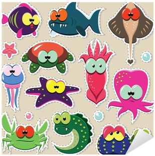 Vinilo Pixerstick Pegatinas De Animales De Mar Divertidos - Animales De Mar Animados (400x400)