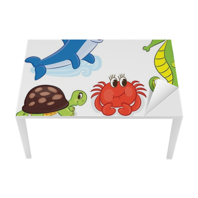 Vinilo Para Mesa Y Escritorio Conjunto De Animales - Cartoon Animals In The Sea (400x400)