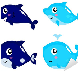 Vinilo Pixerstick Mar Conjunto De Dibujos Animados - Little Blue Cute Whales Tshirts Large Tote Bag, Adult (400x400)