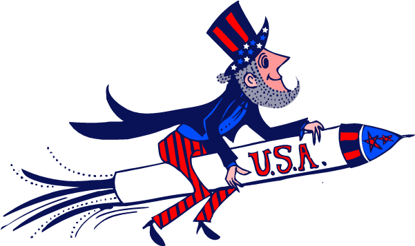 4th Of July Images Clipart - Uncle Sam Riding A Rocket (620x373)