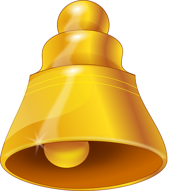 Church Bells Bell, Gold, Ring, Ringing, Wedding, Church - Ghanti Png (568x640)
