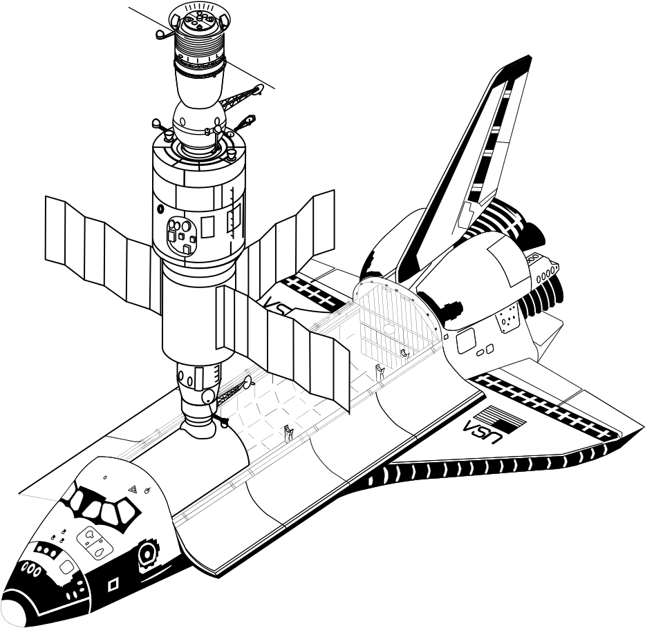 Space Shuttle Docked Station Png Clipart - Soyuz And Space Shuttle (1024x1024)