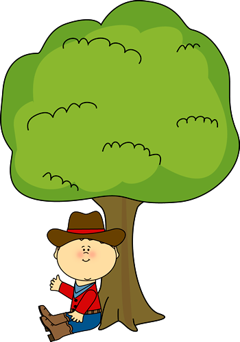 Cowboy Sitting Under A Tree Clip Art Cowboy Sitting - Boy Sitting Under The Tree (350x500)