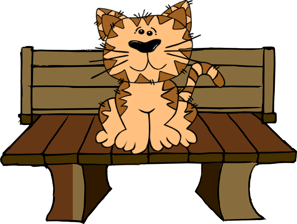 Bench Clipart Animated - Cat On The Table Clipart (953x720)