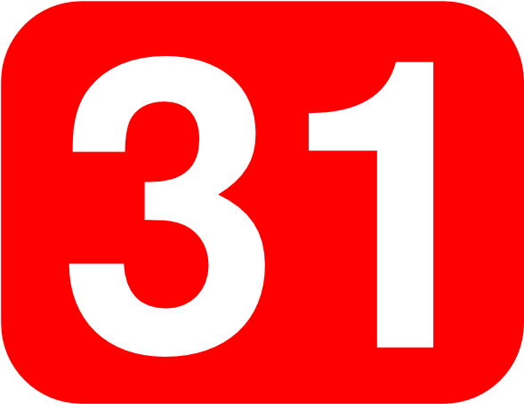 Free Vector White Red Rounded Rectangle Clip Art - Number 31 Red (600x499)