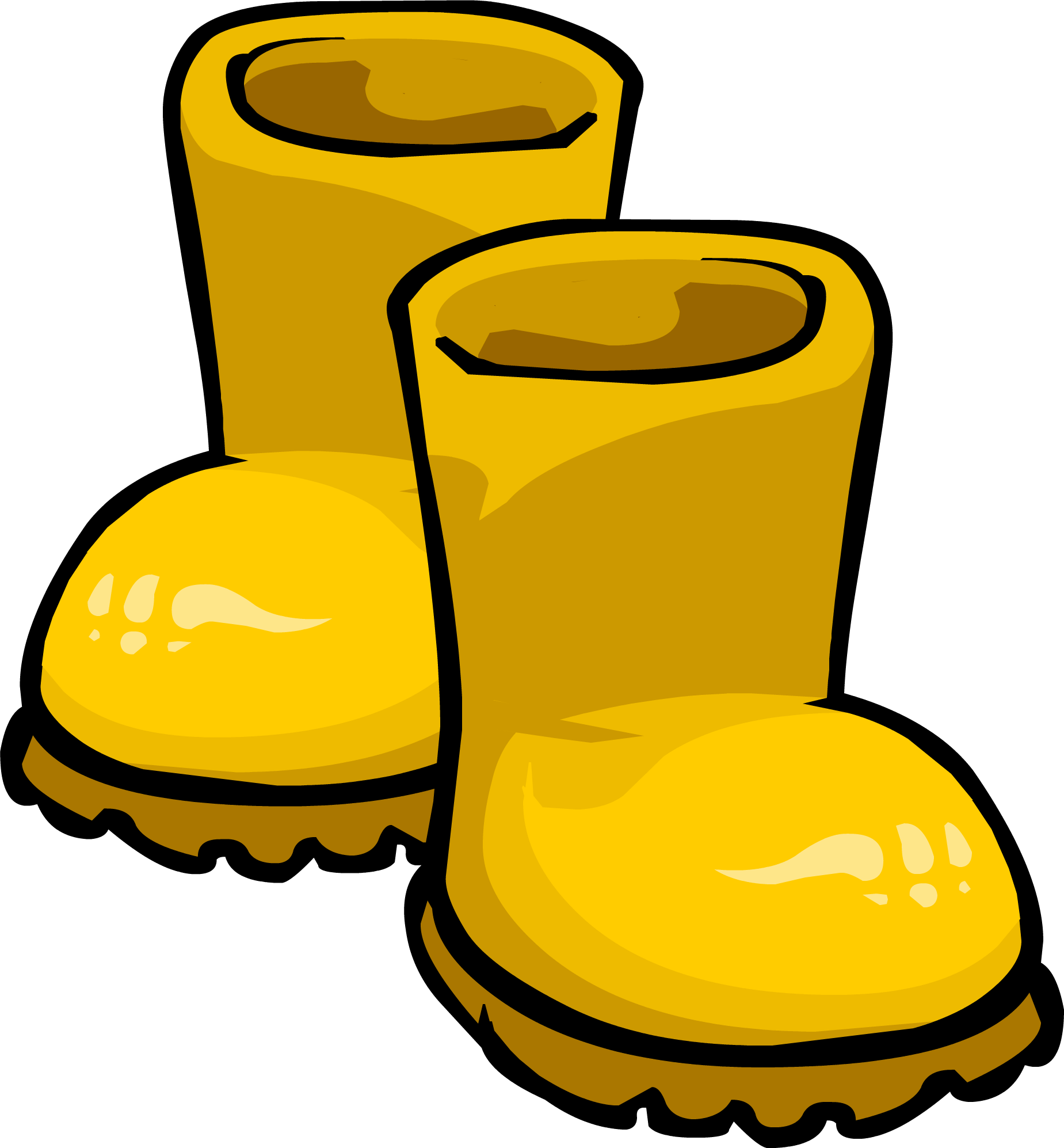 Yellowrubbershoes - Yellow Rain Boots Cartoon - (1849x1994) Png Clipart Dow...