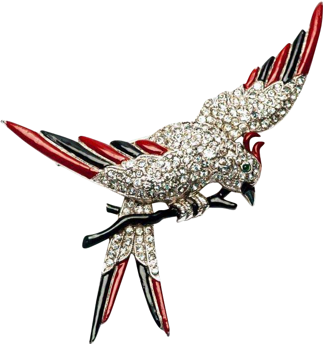 Ktf Trifari 'alfred Philippe' Pave Red Black Enamel - Cockatiel (685x685)