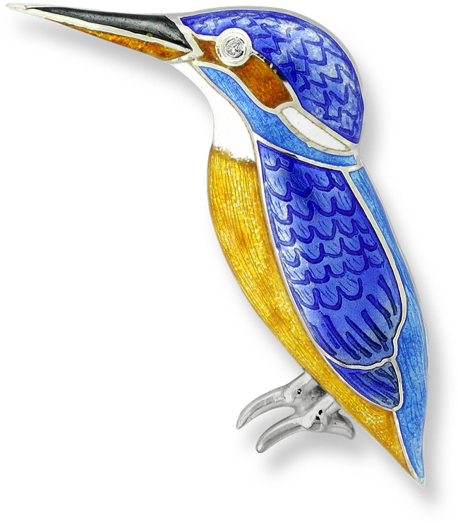 Nicole Barr Designs Sterling Silver Kingfisher Brooch-blue - Jewellery (800x800)
