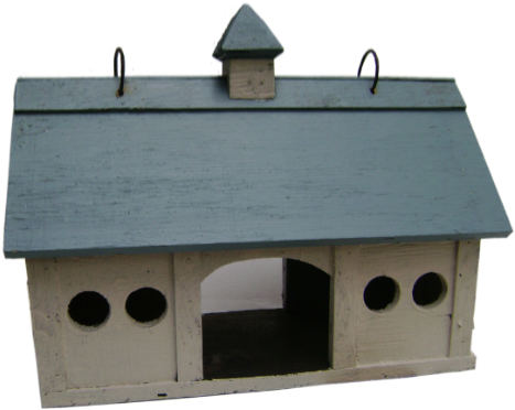 Blue Roof Horse Barn Platform Bird Feeder - House (518x399)