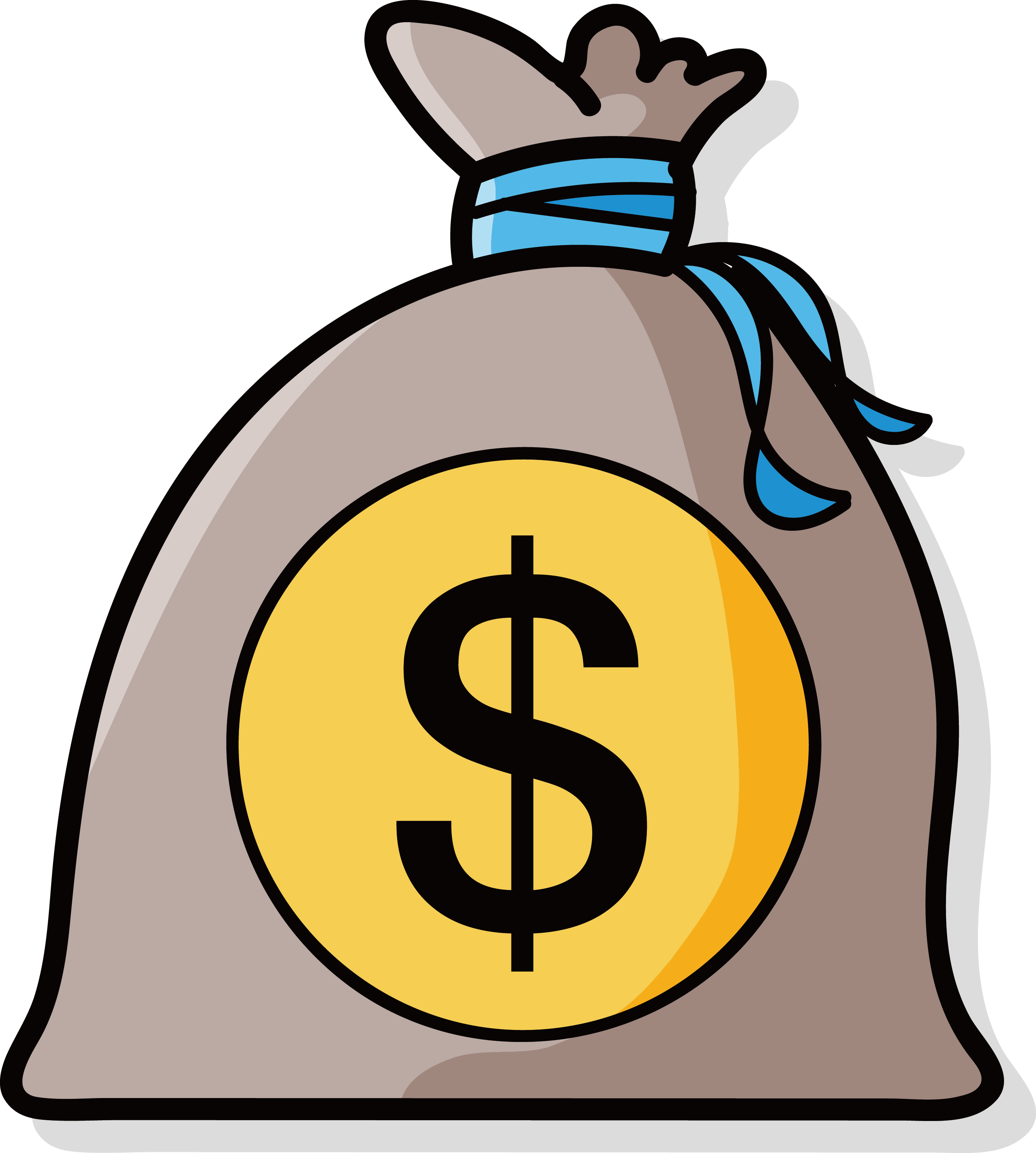 Money Cartoon Drawing Illustration - Money Bag Cartoon Drawing (2753x3063)