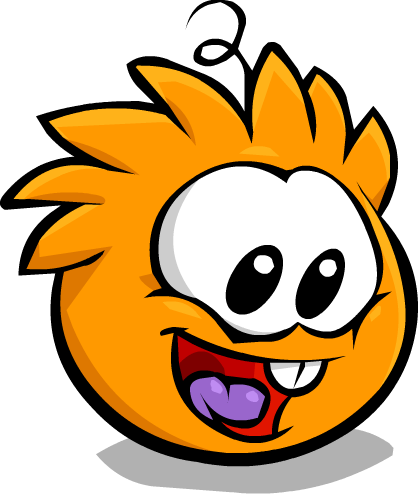 Orange Puffle Bouncing - Orange Puffle Club Penguin (418x494)