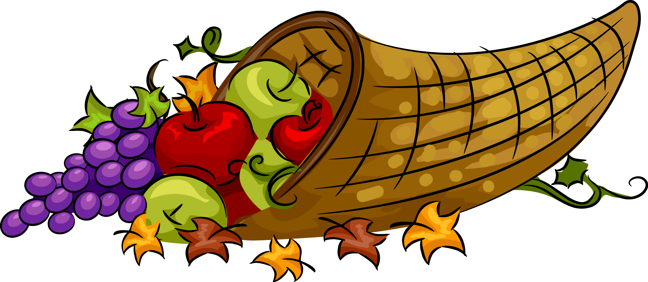 Thanksgiving Cornucopia Clip Art Free - Cornucopia Clipart (2218x967)