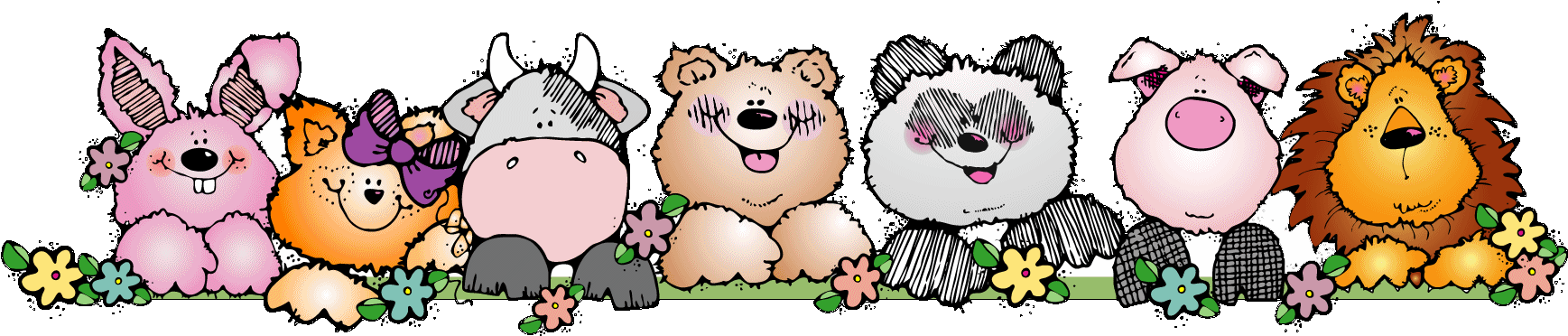 Animals In The Grass - Clip Art (1800x900)