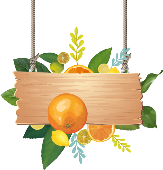 Wooden Sign Board With Watercolor Summer Tropical Fruits, - Tropical Fruit (640x640)