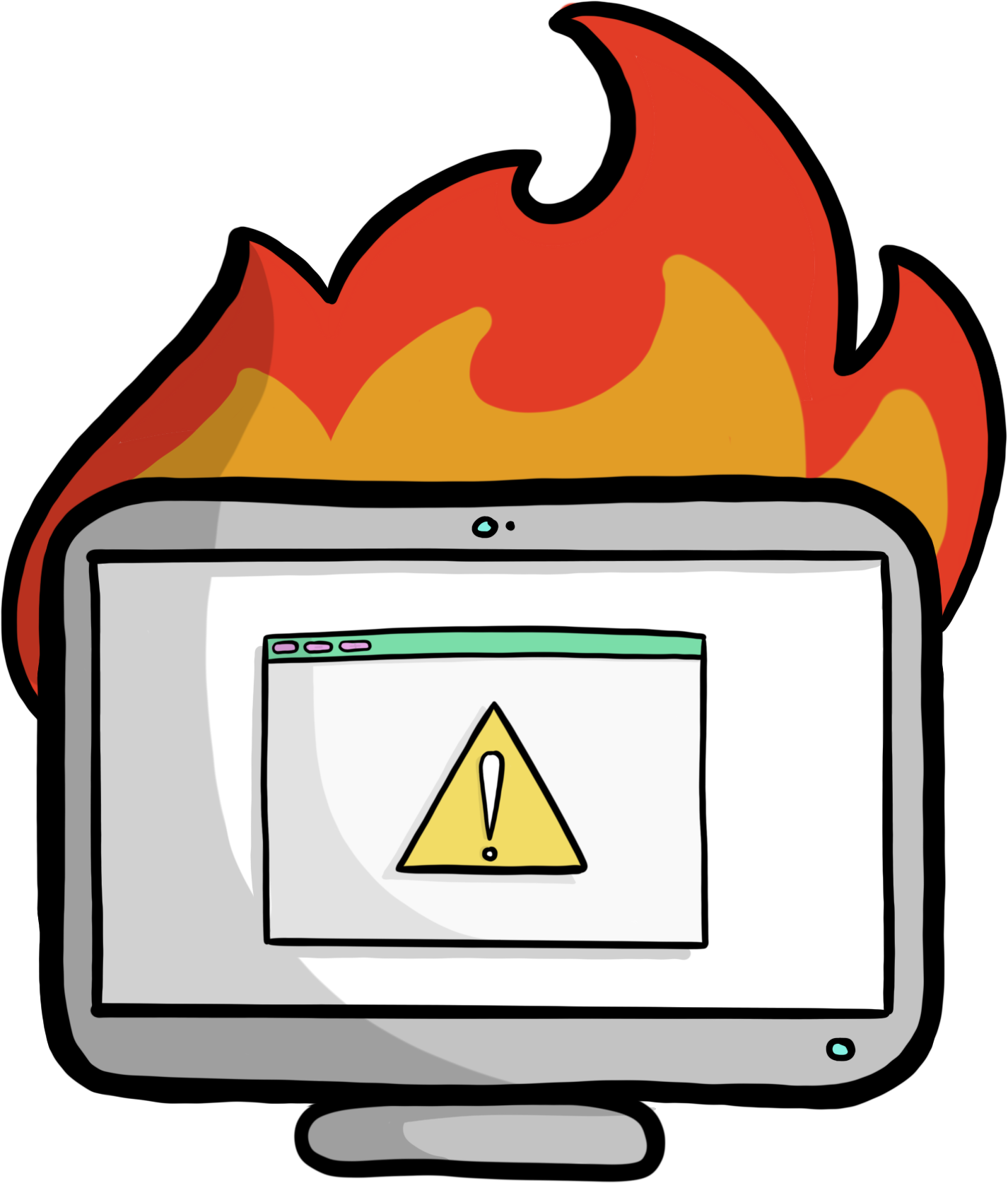 Desktop Computer On Fire With Warning Window Open - Desktop Computer On Fire With Warning Window Open (2048x2048)