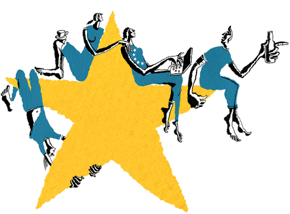 Contented Europeans Are Optimistic, Pro-european And - Illustration (624x507)