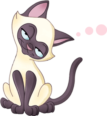 Ferndown Cattery Logo - Siamese Cat Cartoon (369x400)