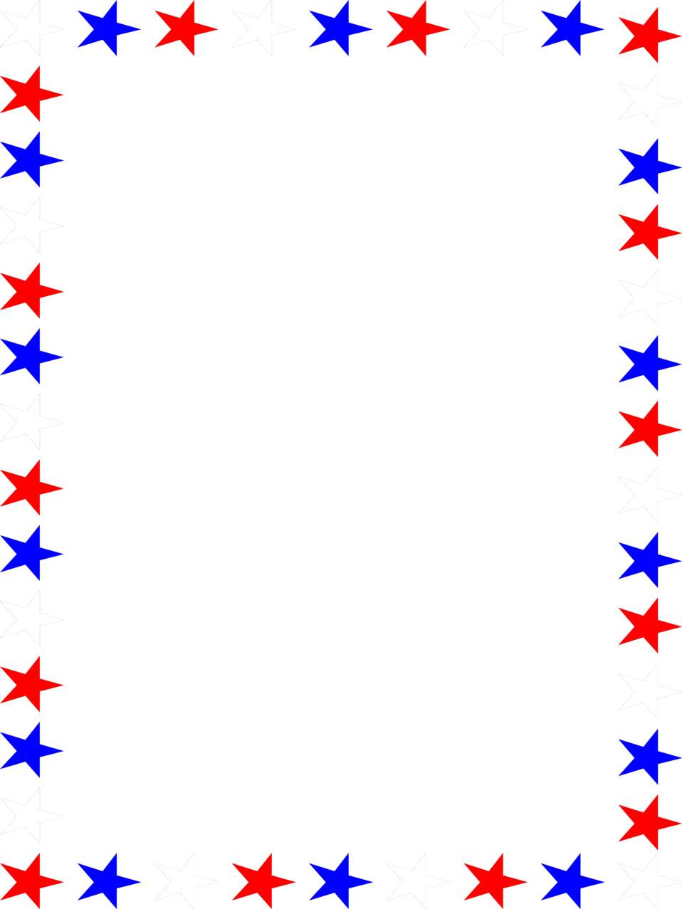 Elegant Star Border Clipart Picture - Red White And Blue Border (958x1277)