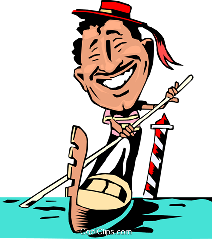 Cartoon Venice Gondolier Royalty Free Vector Clip Art - Italian People Clip Art (426x480)